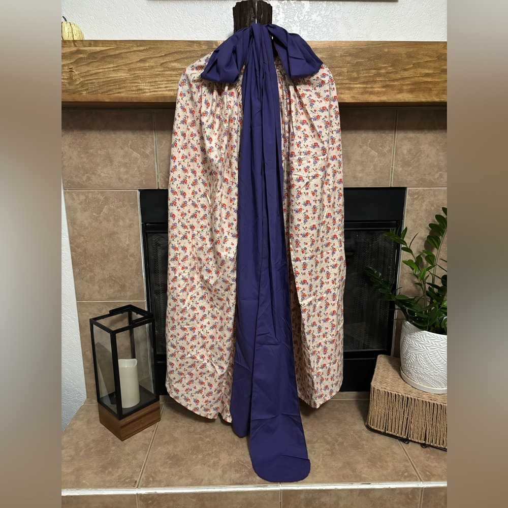 Vintage Floral Hooped Skirt W/Purple Tie